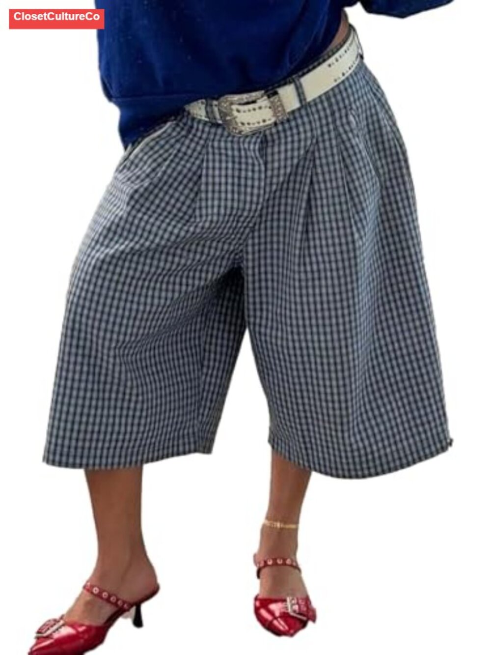 Wide Leg Cropped Cargo Capri Pants High Waisted Baggy Fit Women